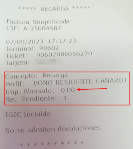 Ricevuta di un abbonamento mensile a costo zero.